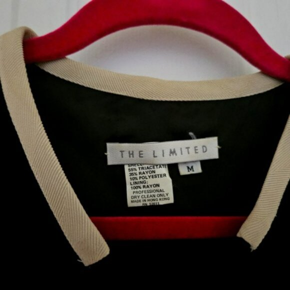 VTG The Limited tailored suit vest black herringbone cropped vest size M EUC - Picture 5 of 6